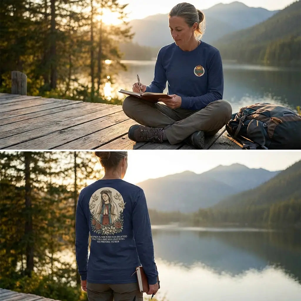 Blessed Is She Who Believed Mary Unisex Long Sleeve Tee