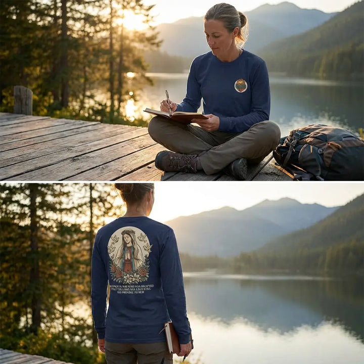 Blessed Is She Who Believed Mary Unisex Long Sleeve Tee