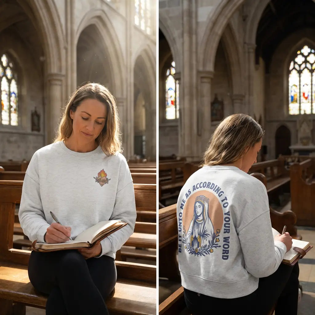 Be It Unto Me Mary Women’s Organic Crew Neck Sweatshirt