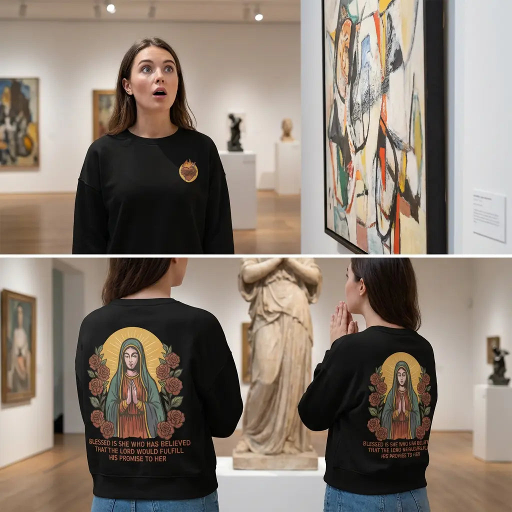 Blessed Is She Mary Women’s Organic Crew Neck Sweatshirt
